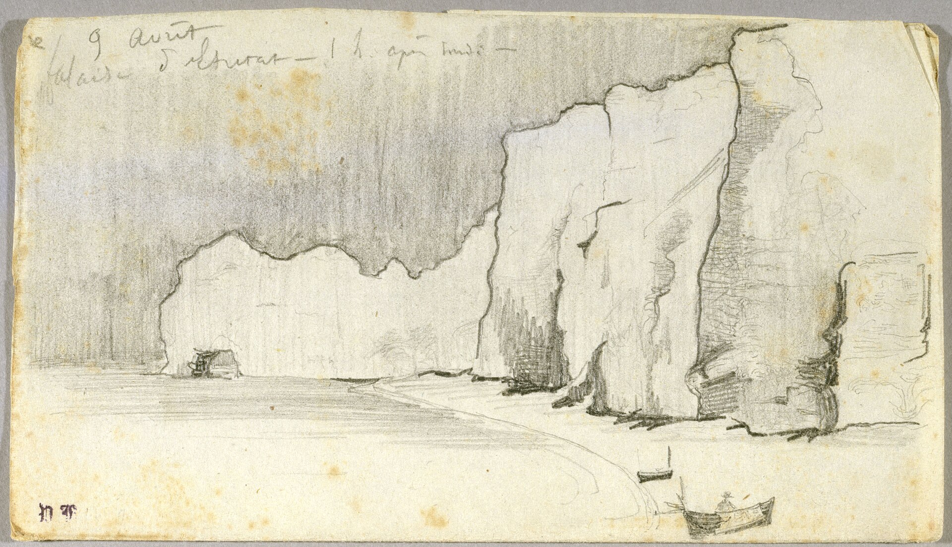 Draws the cliffs of Étretat